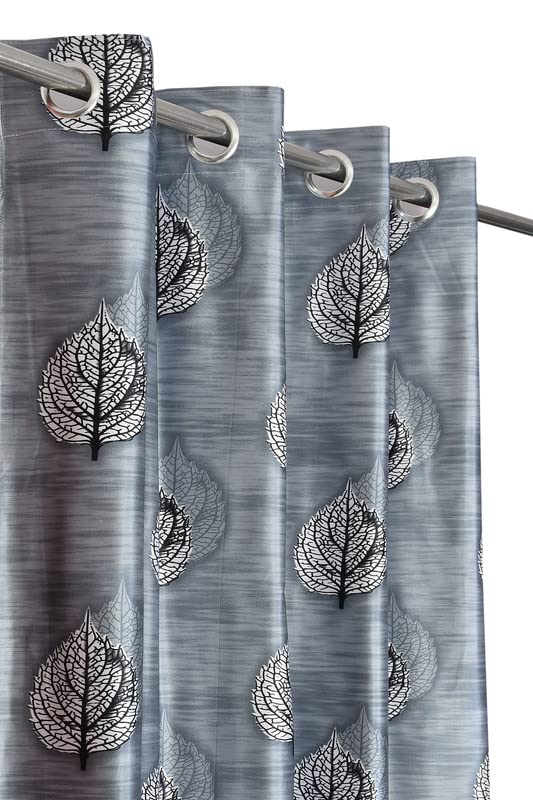9 Feet Brown Polyester Printed Window Curtain Vedartah