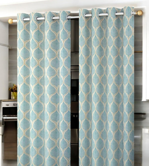 Printed Polyester Semi-Transparent Door Curtains, Set of 2 Pcs My Store