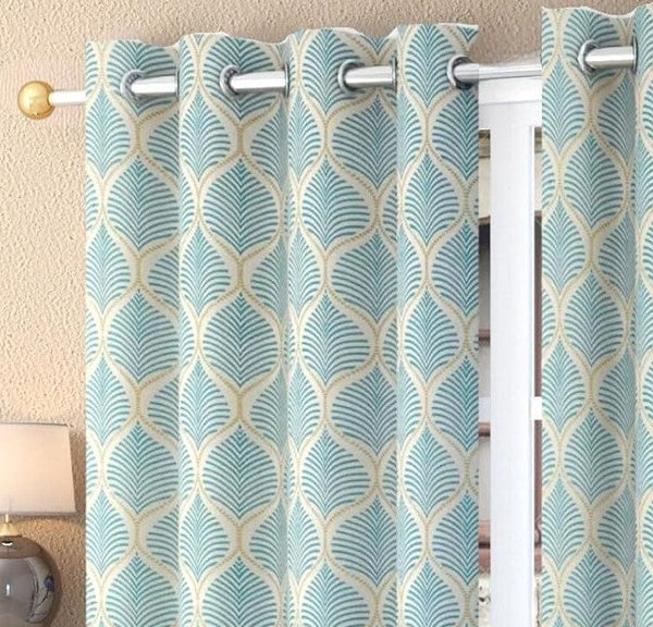 Printed Polyester Semi-Transparent Door Curtains, Set of 2 Pcs My Store