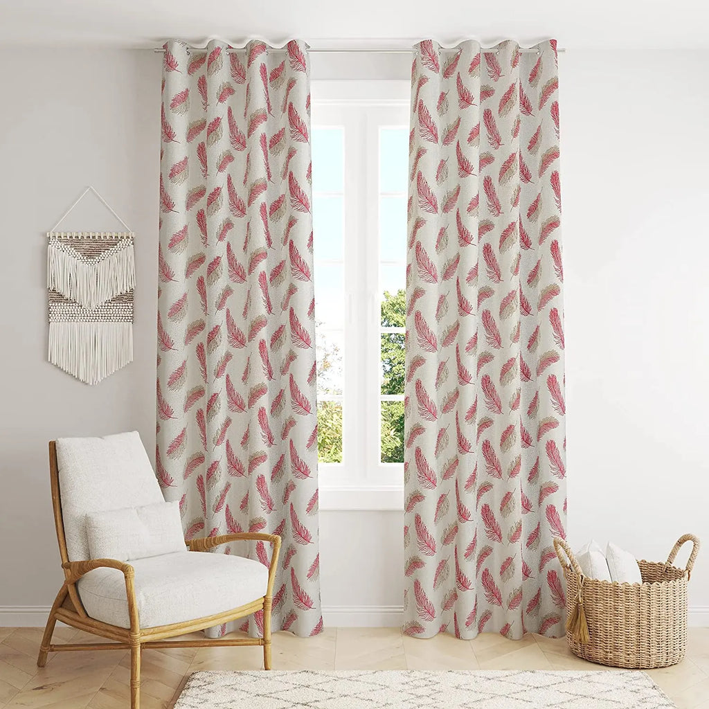 Printed Polyester Window & Door Curtains, Pack of 2pcs Vedartah