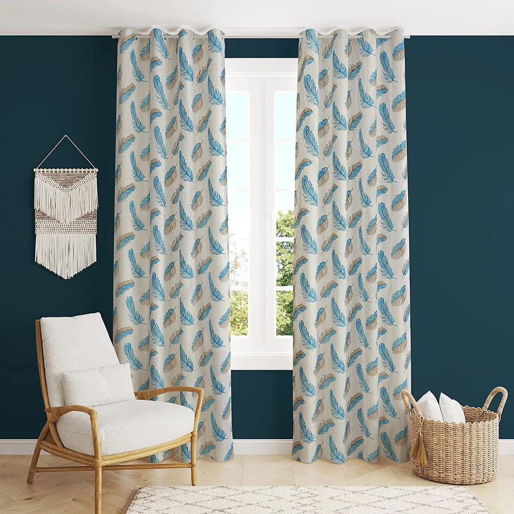 Printed Polyester Window & Door Curtains, Pack of 2pcs Vedartah