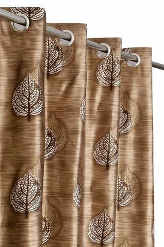 9 Feet Brown Polyester Printed Window Curtain Vedartah