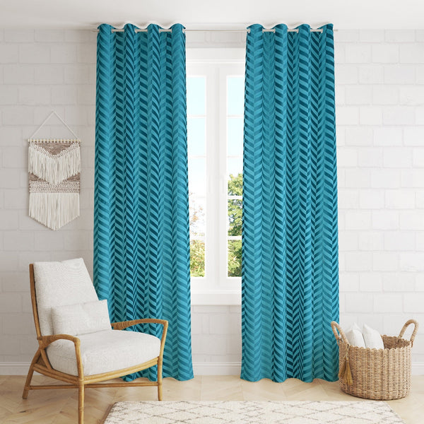 Striped Printed Velvet Door and Window Curtains for Bed Room and Living Room, Pack of 2pcs My Store
