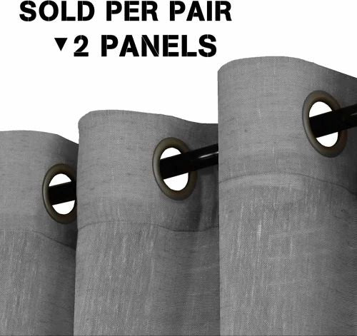 Grey Plain Linen Door And Window Curtain My Store