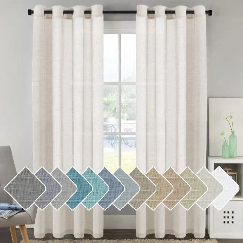 Grey Plain Linen Door And Window Curtain My Store