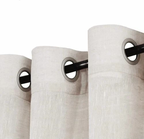 Grey Plain Linen Door And Window Curtain My Store