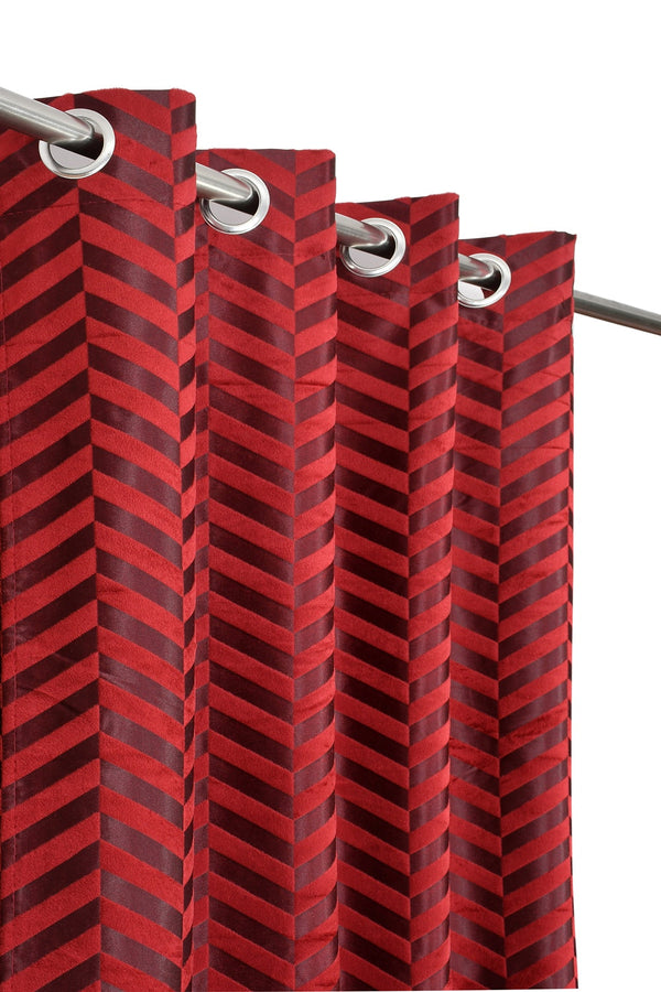Striped Printed Velvet Door and Window Curtains for Bed Room and Living Room, Pack of 2pcs My Store