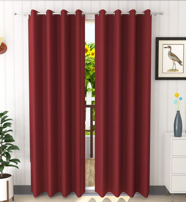 Blackout Noise Reduction Maroon Curtains, Pack of 2 Pieces My Store
