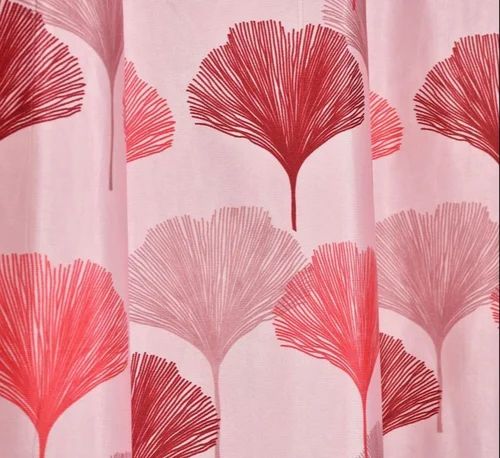 Pink Printed Polyester Window Curtains Vedartah