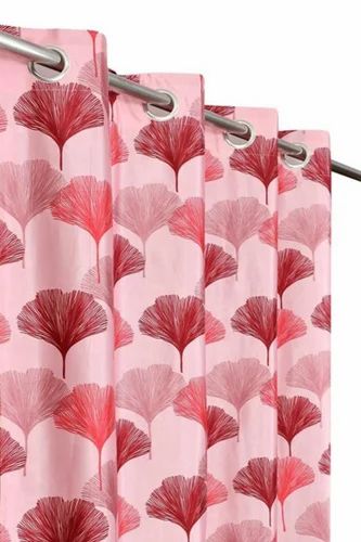 Pink Printed Polyester Window Curtains Vedartah