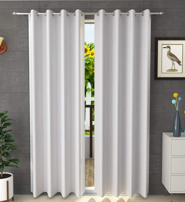 White Plain Room Darkening Blackout Door Curtain, Pack of 2 My Store