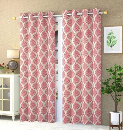 Printed Polyester Semi-Transparent Door Curtains, Set of 2 Pcs My Store